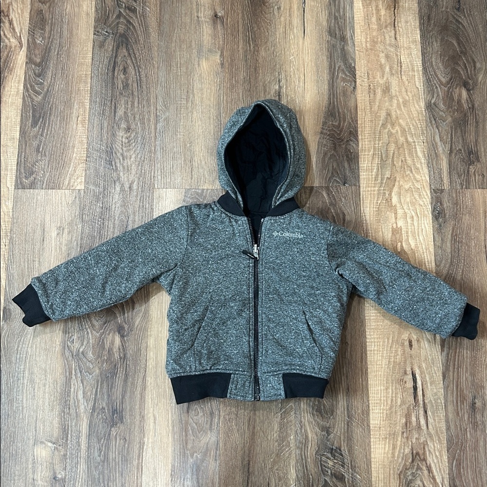 Columbia Lined Toddler Reversible Jacket Black Gray Lining Inside Size XXS - Picture 11 of 15